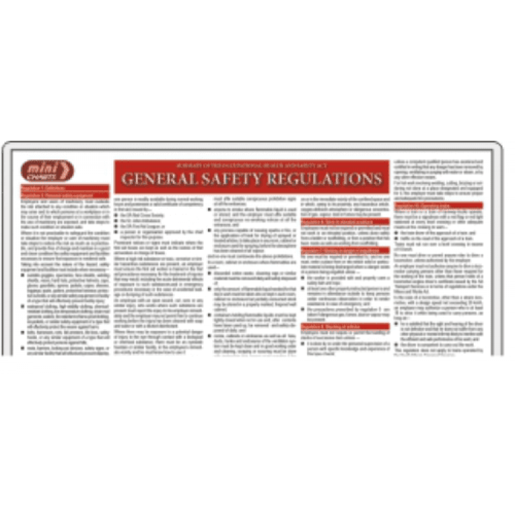 OHS General Safety Regulations Poster Safety Signs & Equipment